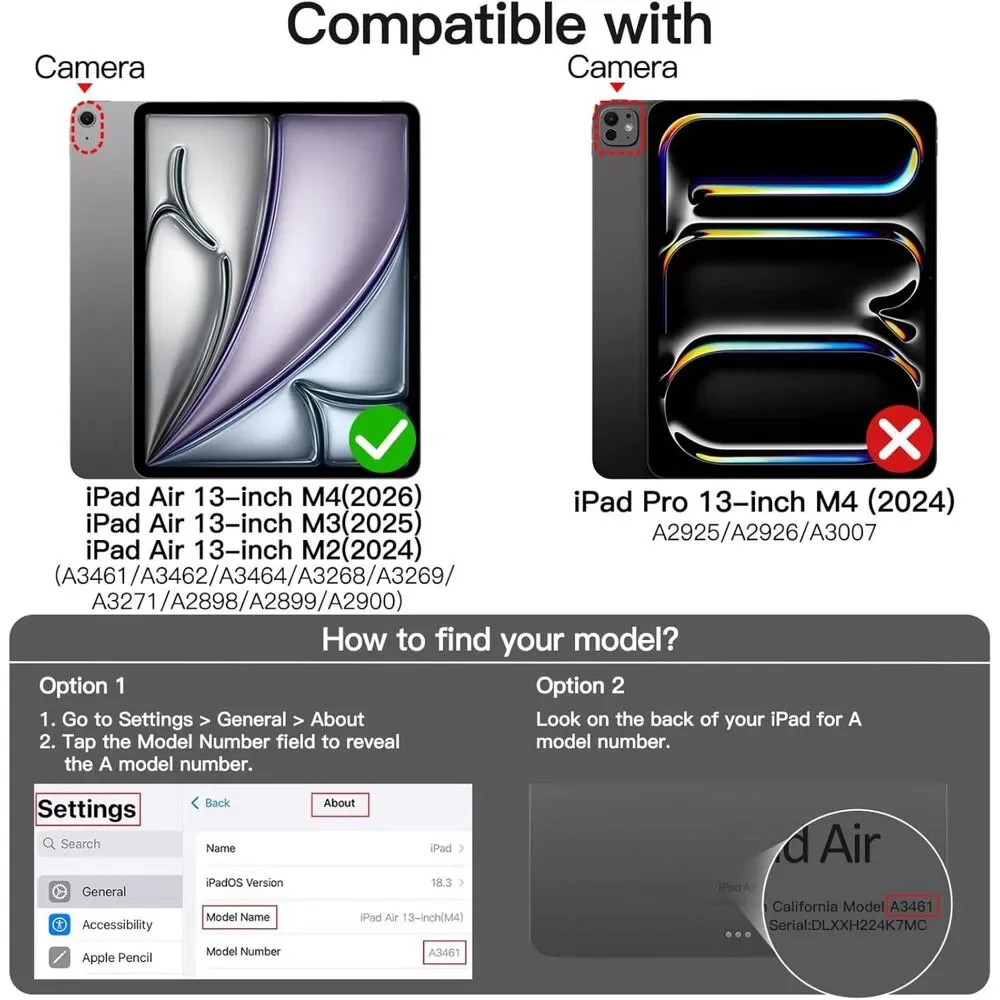 JETech 360 Rotating Case for iPad Air 13 Inch M4 M3 M2 Stand Cover Purple New